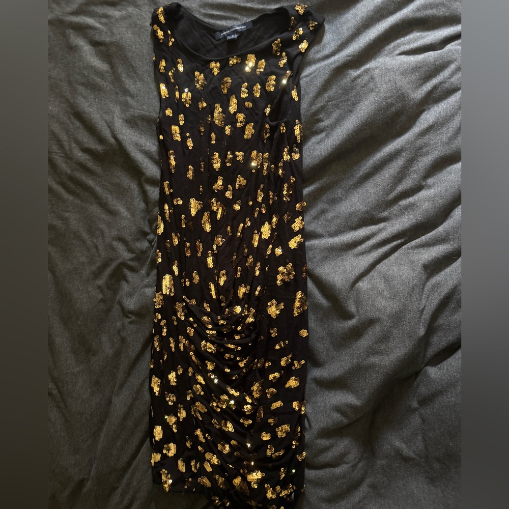 French Connection Black Dress with Gold Accents